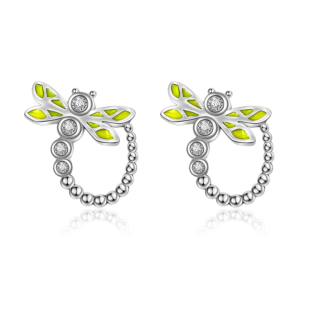 Silver Dragonfly Stud Earrings